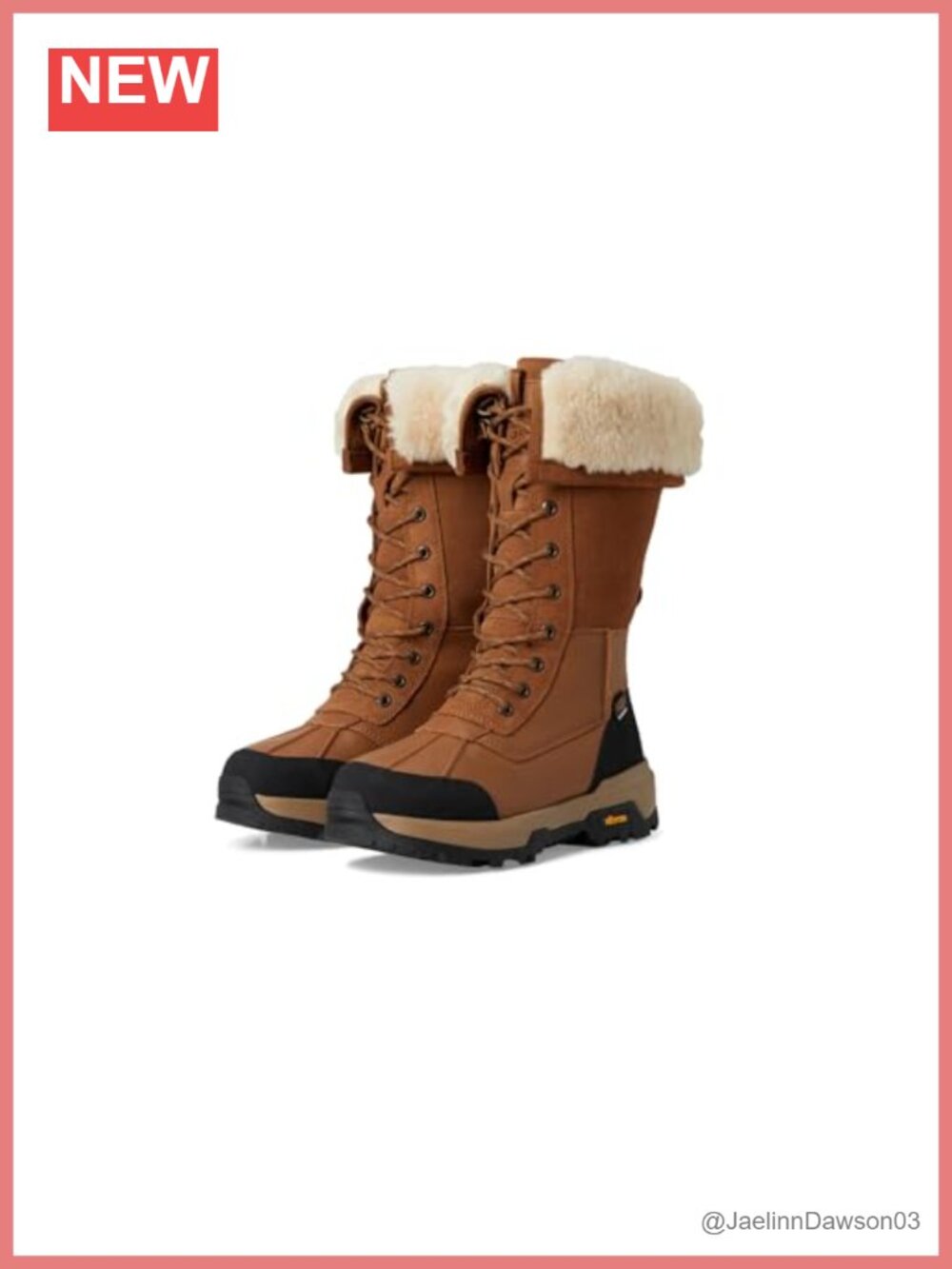 Waterproof Leather Snow Boots Mid-Calf Cuffable Warm Wool Lined Lace-Up